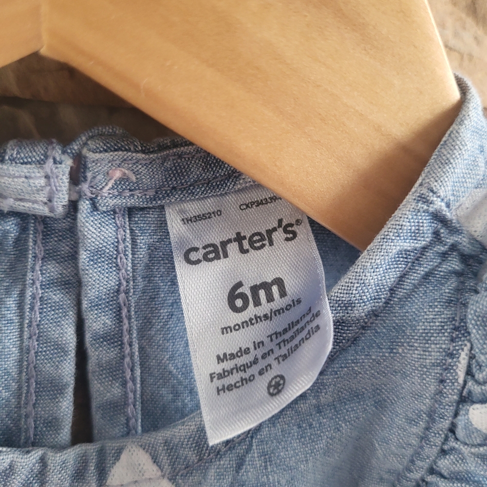 Carter's Blue Baby Dress with White Hearts - Picture 2 of 5